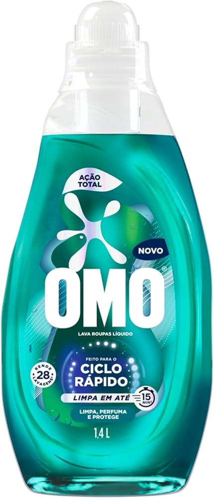 Lava-Roupas Líquido Omo Ciclo Rápido Ação Total Frasco 1,4l | Amazon (BR)