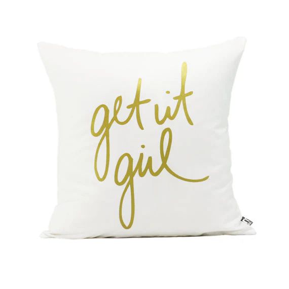 get-it-girl-in-gold-decorative-pillow-cover | Shop Dandy LLC