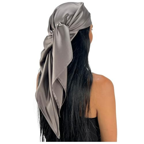 100% Pure Mulberry Silk Head Scarf - 36" Square, 19 Momme, Women's Hair Wrap | Maintains Style, Reduces Frizz, Aids Growth - Storm Grey | Amazon (US)