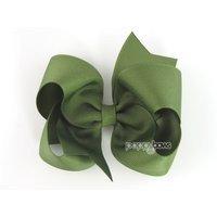 Olive Green Hair Bow  Baby Toddler Girl  Solid Color 4 Inch Boutique Bow on Alligator Clip Barrette | Etsy (US)