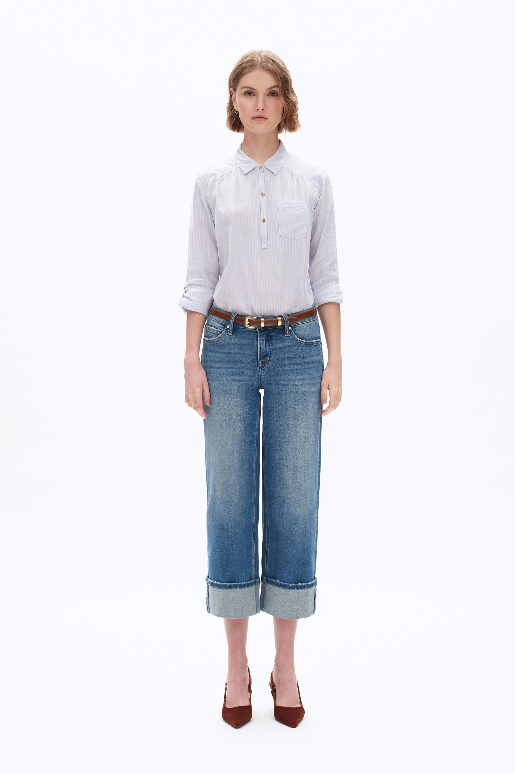 Low Rise Relax Straight Leg Crop Denim Jeans | Bayeas