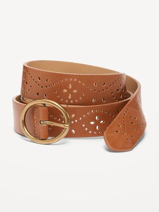 Laser Cut Faux-Leather Belt For Women | Old Navy (US)