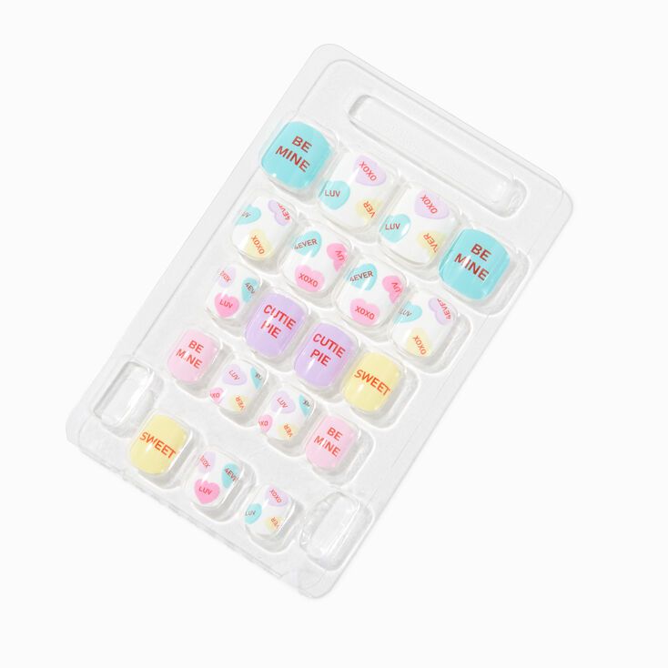 Conversation Hearts Square Press On Faux Nail Set - 24 Pack | Claire's (US)