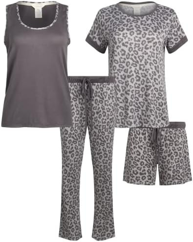 Lucky Brand Women's Pajama Set - 4 Piece Sleep Shirt, Tank Top, Pajama Pants, Lounge Shorts (S-XL... | Amazon (US)