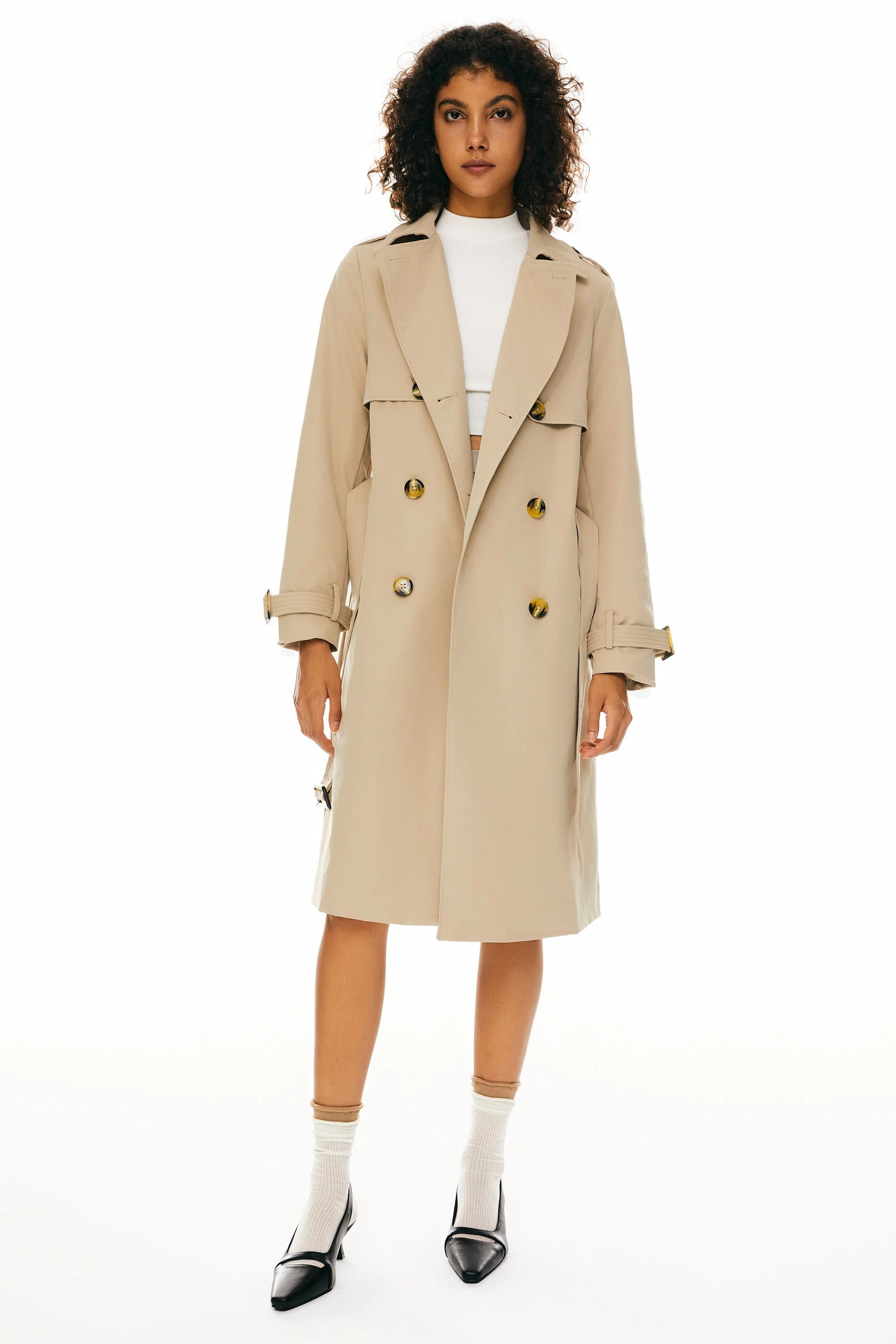Orolay Women's 3/4 Length Belted Double-Breasted Trench Coat | Orolay
