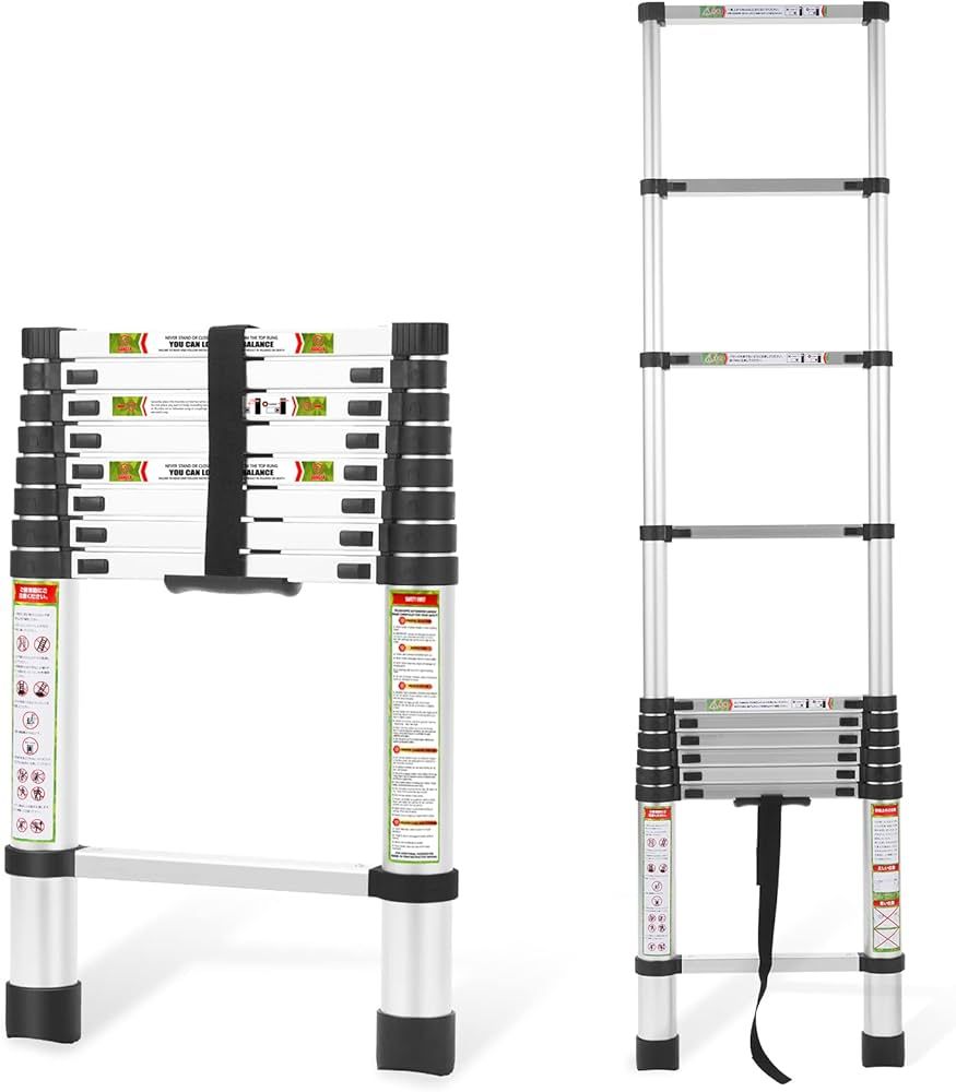 Telescopic Ladder, 8.5FT RIKADE Aluminum Telescoping Ladder with Non-Slip Feet, Portable Extensio... | Amazon (US)