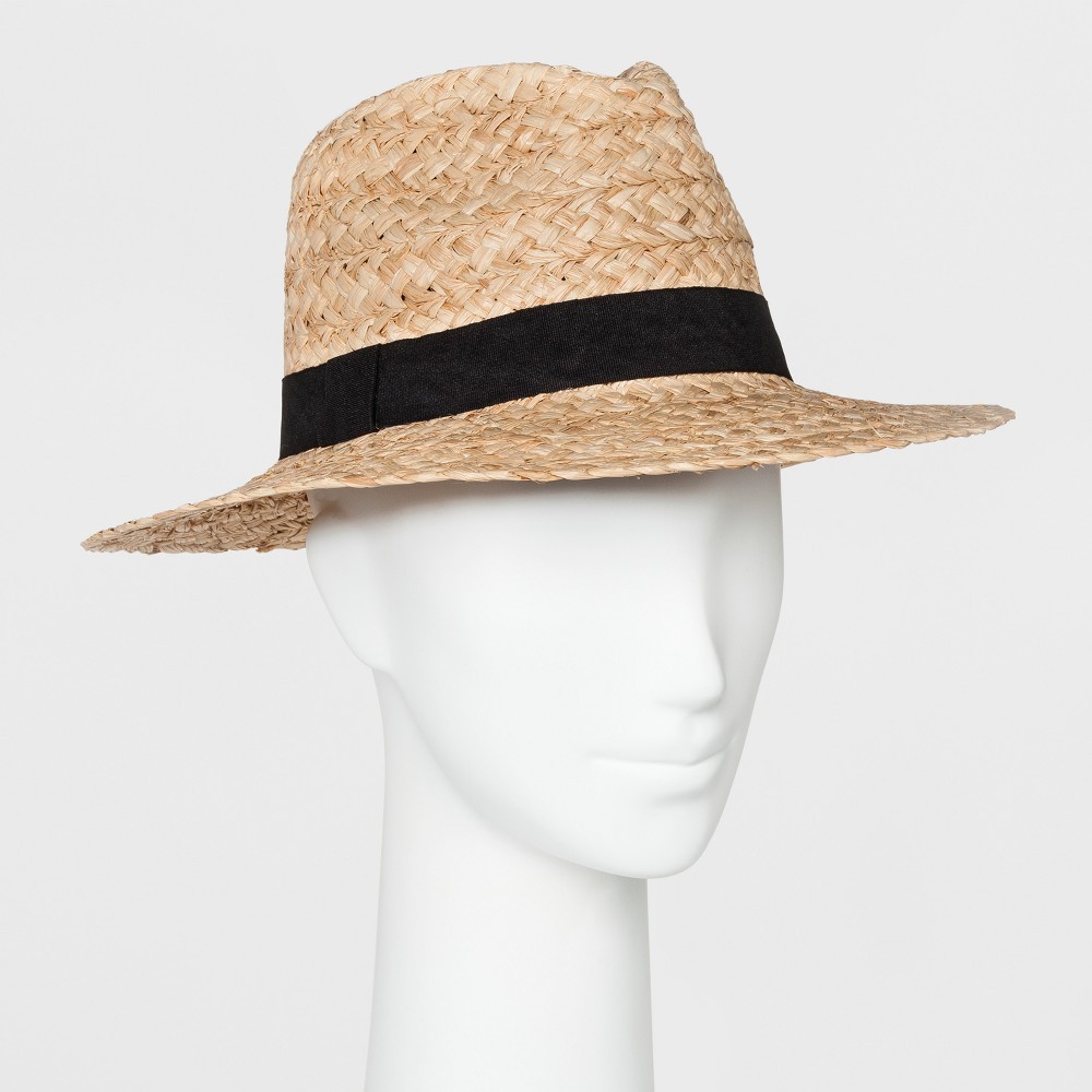 Women's Raffia Panama Hat with Black Band - Universal Thread Tan | Target
