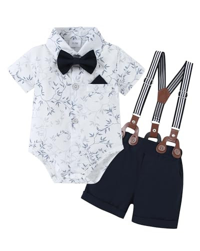 nilikastta Baby Boy Announcement Outfit Baby Tuxedo Dress Shirt/Bowtie/Suspender Pants Set Navy Blue for Cultural Events 6-12 Months | Amazon (US)