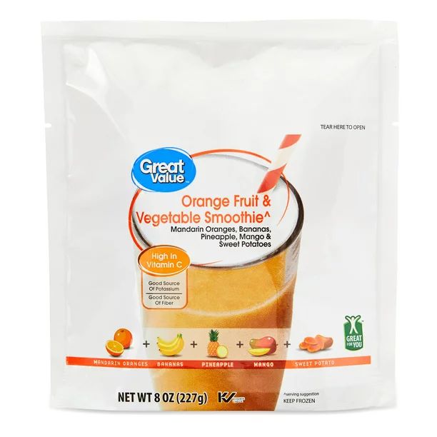 Great Value Orange Fruit & Vegetable Smoothie, 8 oz (Frozen) - Walmart.com | Walmart (US)