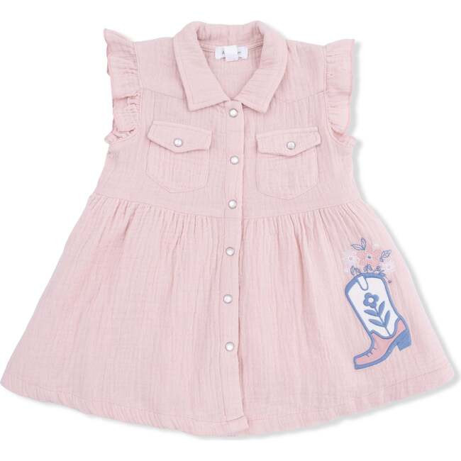 Angel Dear | Yee Haw Cowgirl - Western Pearl Snap Dress & Bloomer | Organic Cotton (Multicolor, Size 18-24M) | Maisonette | Maisonette