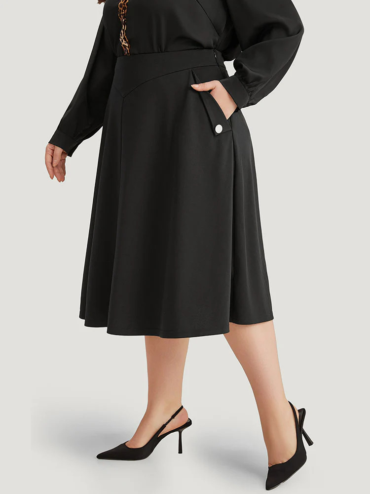 Plain Button Detail Pocket Cropped Skirt | Bloomchic