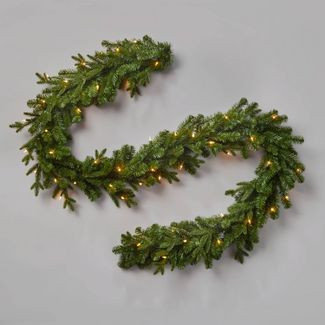 9' Pre-Lit Balsam Fir Artificial Christmas Garland Green with Clear Lights - Wondershop™... | Target