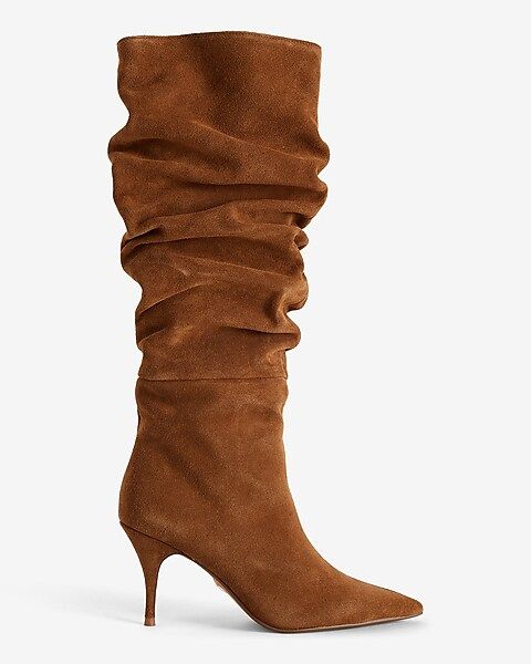 Brian Atwood x Express Suede Slouch Thin Heeled Tall Boots | Express