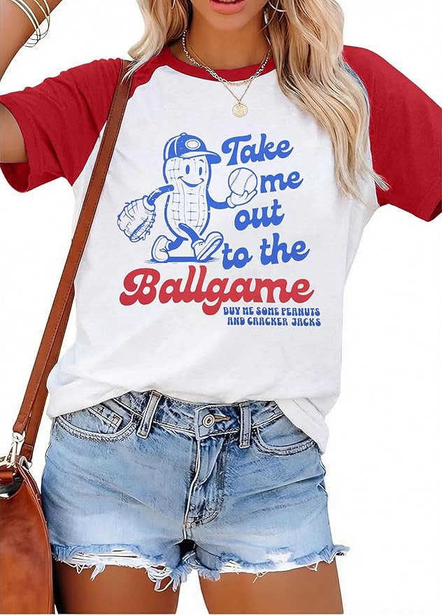 ALLTB Baseball Shirts Women Funny Baseball Mom Shirt Ballgame Graphic Tshirt Game Day Fan Tee Cas... | Amazon (US)