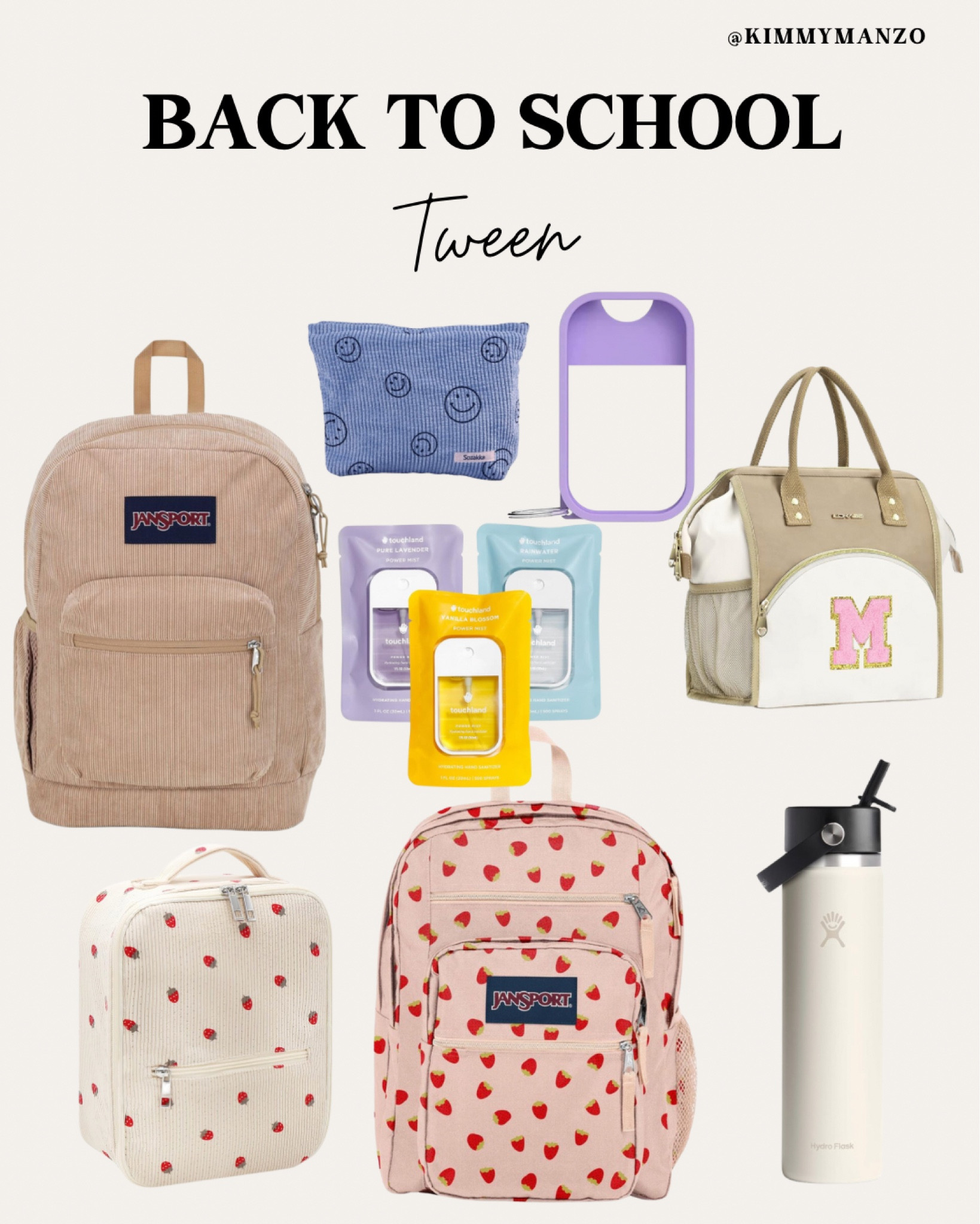 Back to school must haves for the tween girl! 

Tween girl
Backpack
Hydro flask 
Hand sanitizer 
Lunchbox 

#LTKFindsUnder100 #LTKBacktoSchool #LTKSeasonal