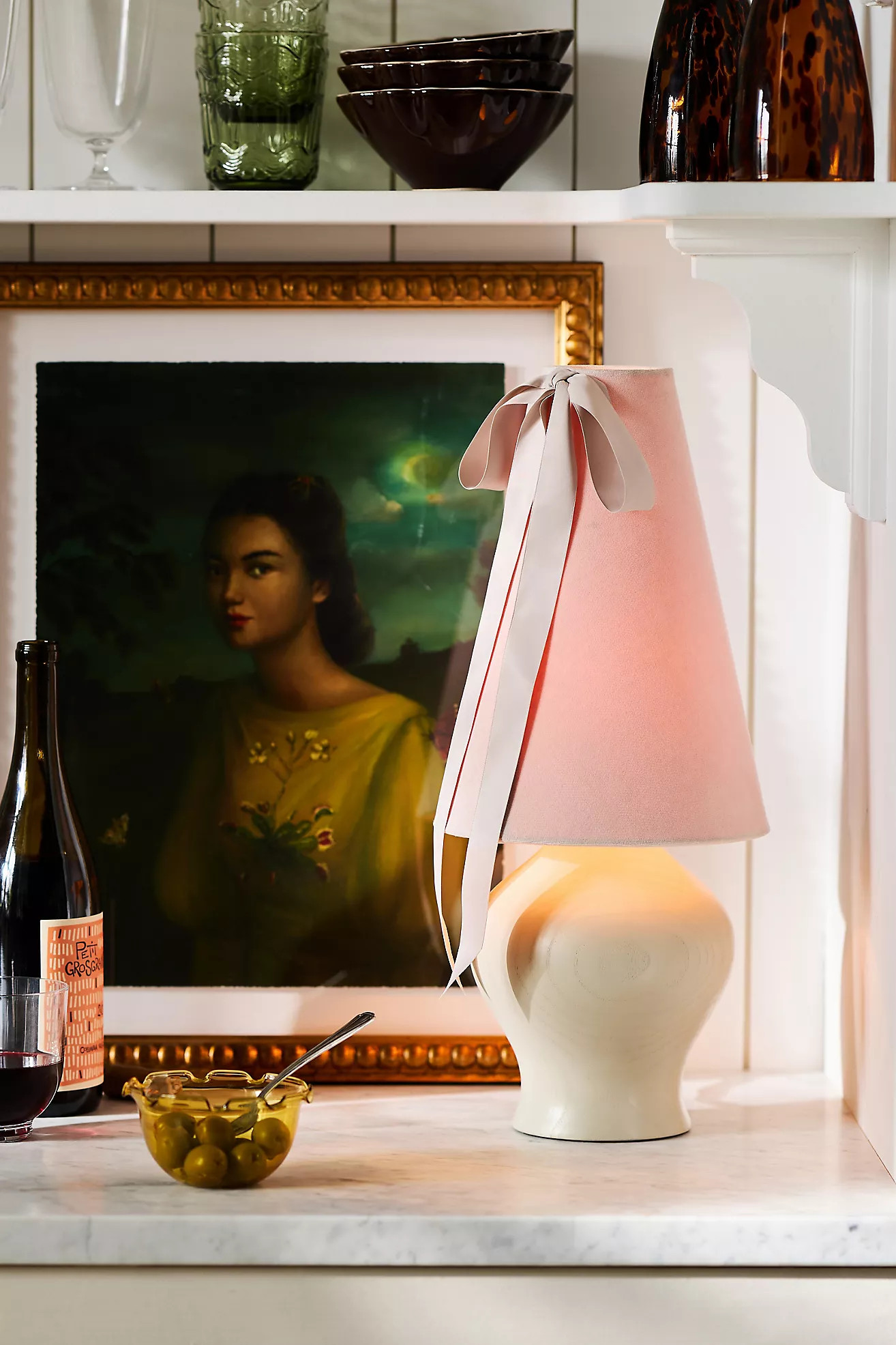 Bosette Bow Velvet and Wood Table Lamp | Anthropologie (US)