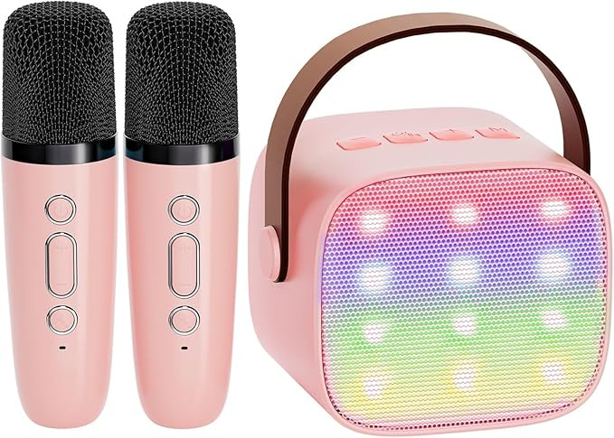 YLL Mini Karaoke Machine for Kids Adults, Portable Bluetooth Speaker with 2 Wireless Microphones,... | Amazon (US)