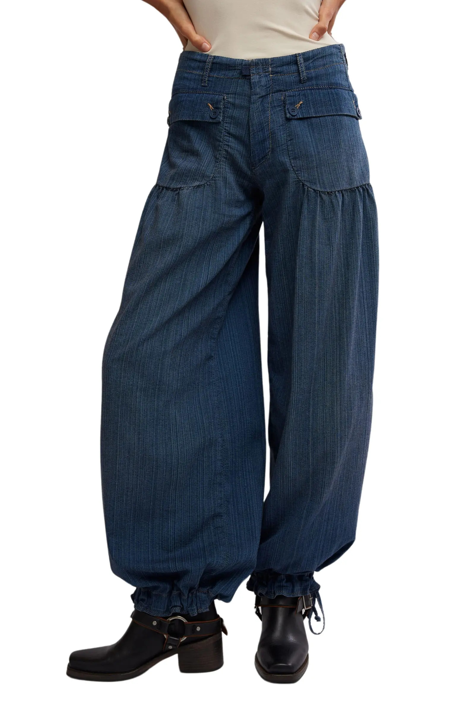 Free People Lotus High Waist Tie Hem Barrel Leg Jeans | Nordstrom | Nordstrom