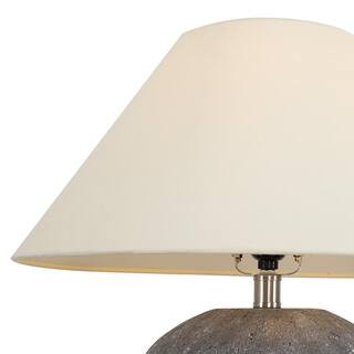 21.6 in. Dark Gray Ceramic Table Lamp with Cone-Shaped Lampshade (Set of 1) | The Home Depot