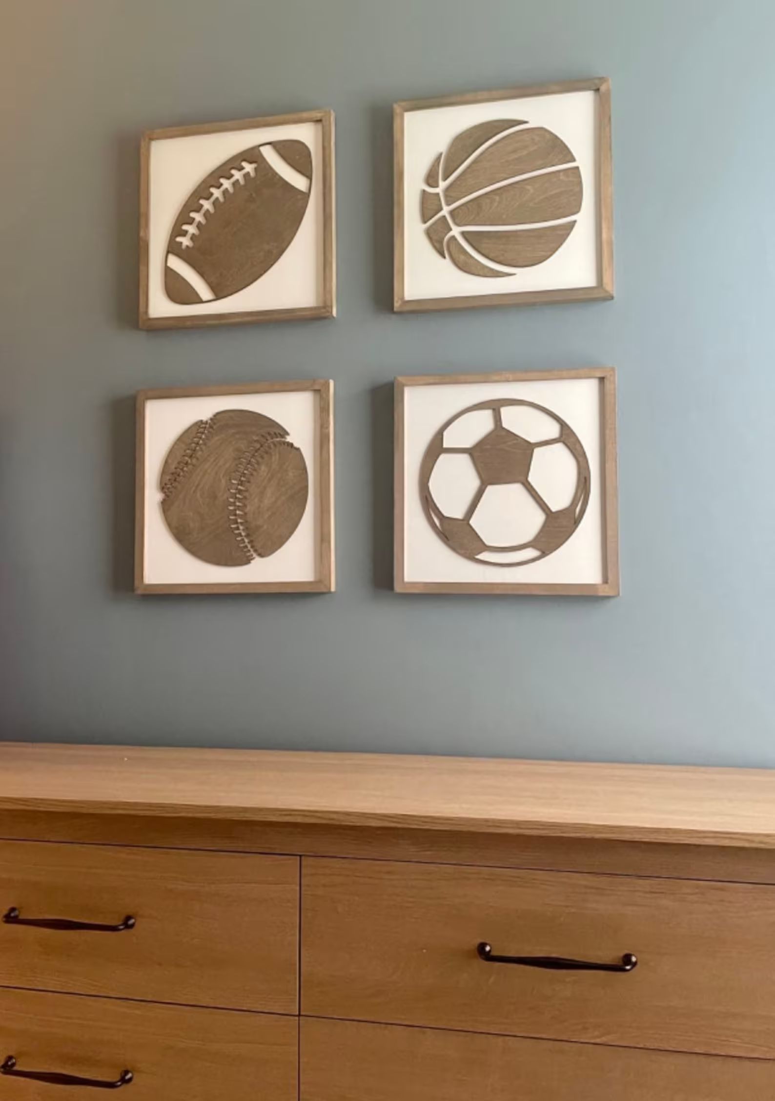 Set of 4 Sports Signs Wall Art 11x11 Inch Sports Bedroom Decor Basketball Baseball Football Socce... | Etsy (US)