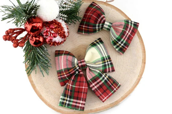 Christmas Plaid Dog Collar Bow - Christmas Dog Collar Bow Tie - Girly Dog Collar Bow - Slide On B... | Etsy (US)