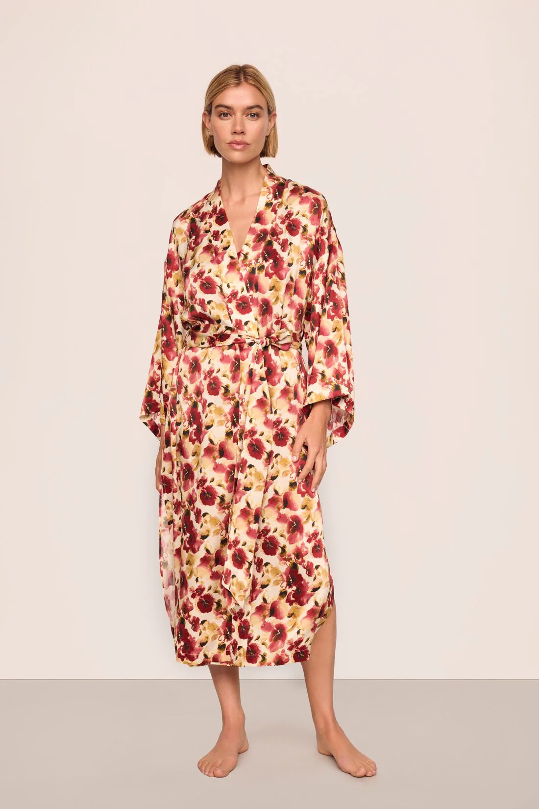 Eberjey x  Lily Aldridge - Inez Washable Silk Printed Robe | Eberjey
