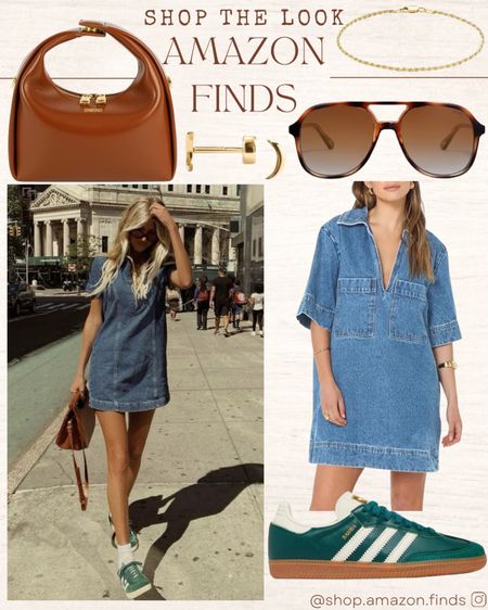 Pinterest Inspired Look!
Love this casual outfit for the summer. Jean dress, green sneakers and brown accessories all from Amazon.

#LTKItBag #LTKShoeCrush #LTKStyleTip