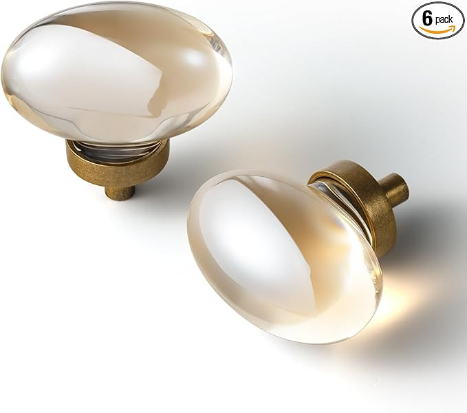 Goo-Ki Champagne Crystal Cabinet Handls-Zinc Alloy Base with Acrylic Drawer Knobs,6 Pack | Amazon (US)