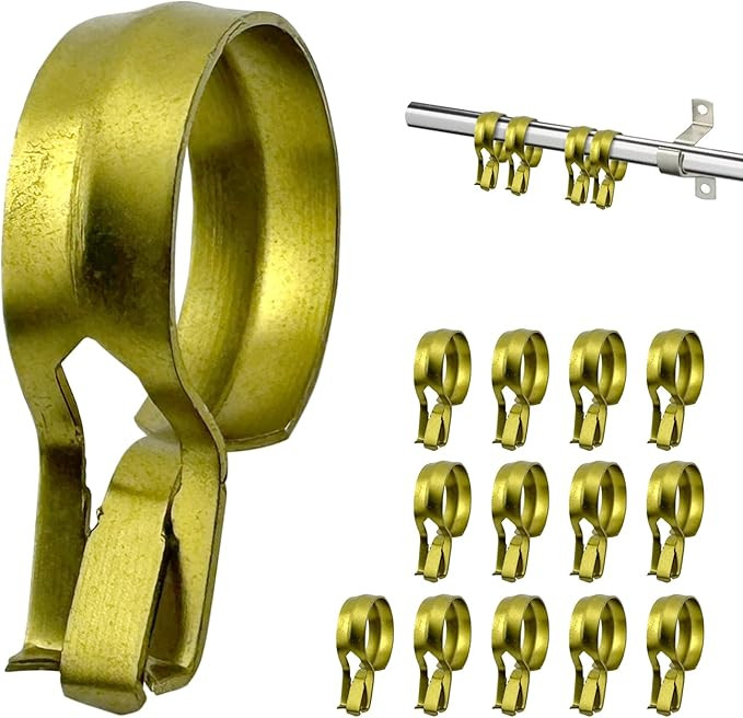 Amazing Drapery Hardware Cafe Rod Clip Rings 3/4 Inch Diameter, Durable Metal, 14 Pack, Brass - F... | Amazon (US)