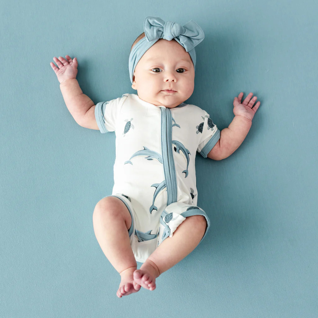 Zipper Shortall Romper in Dolphin | Kyte BABY