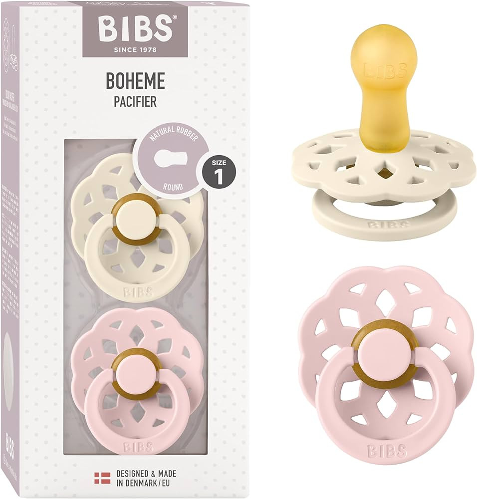 BIBS Pacifiers - Boheme Collection | BPA-Free Baby Pacifier | Made in Denmark | Set of 2 Ivory/Bl... | Amazon (US)