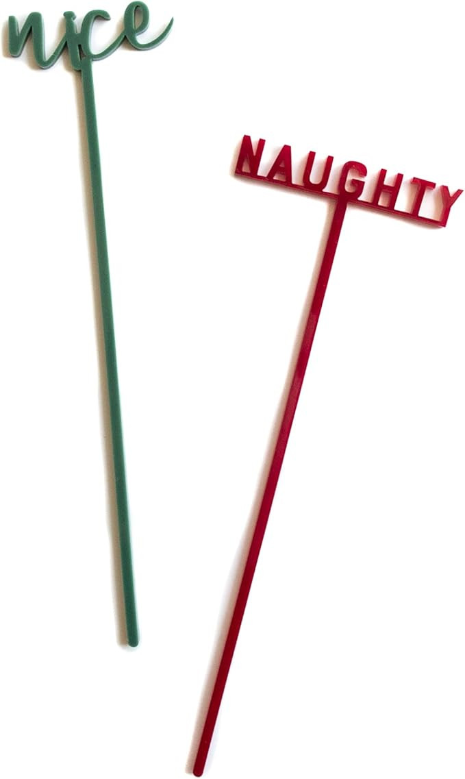 The Cotton & Canvas Co. Naughty and Nice Drink Stirrers, Cocktail Sticks, Stir Sticks, Christmas ... | Amazon (US)