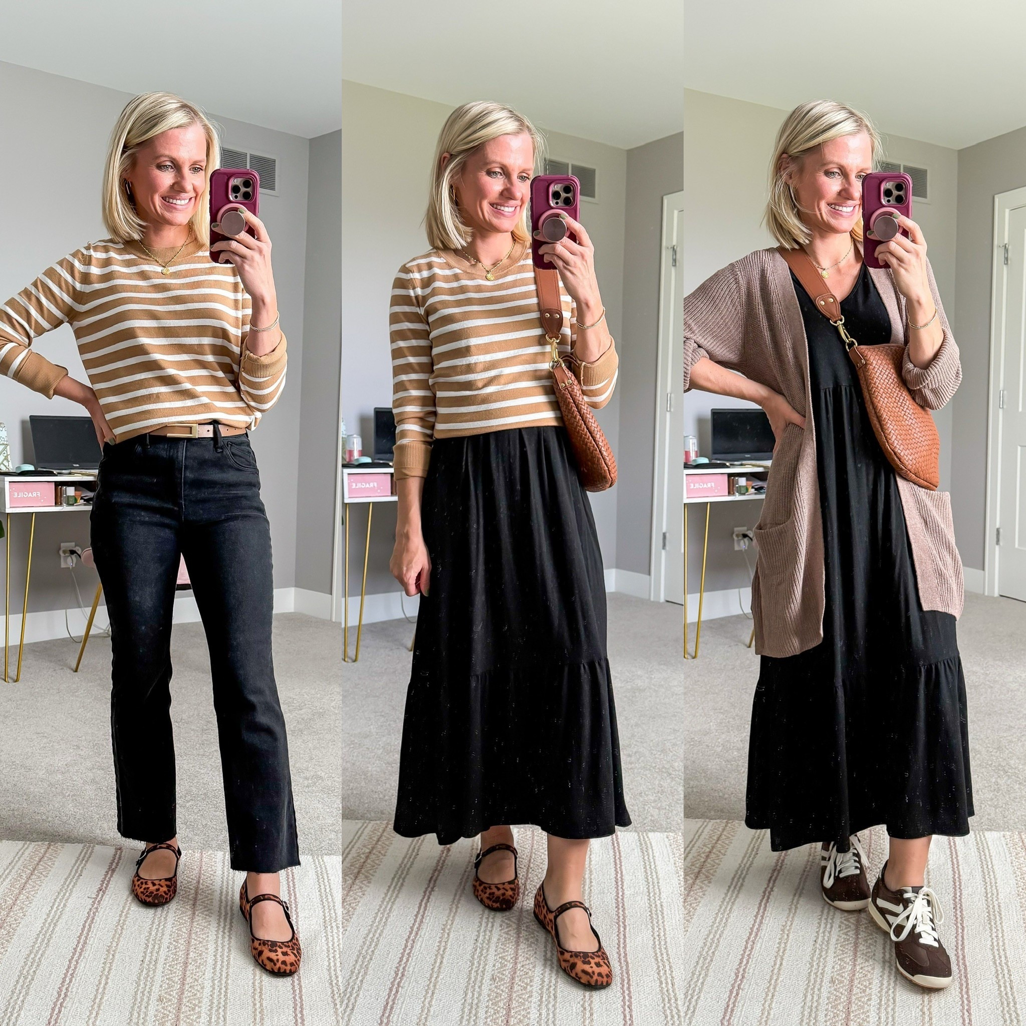 Three fall capsule wardrobe outfits.

#LTKOver40 #LTKPetite #LTKSeasonal