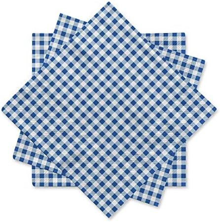 Gatherfun Disposable Paper Napkins Blue and White Gingham for Dinner Picnic and Parties (Pack of ... | Amazon (US)