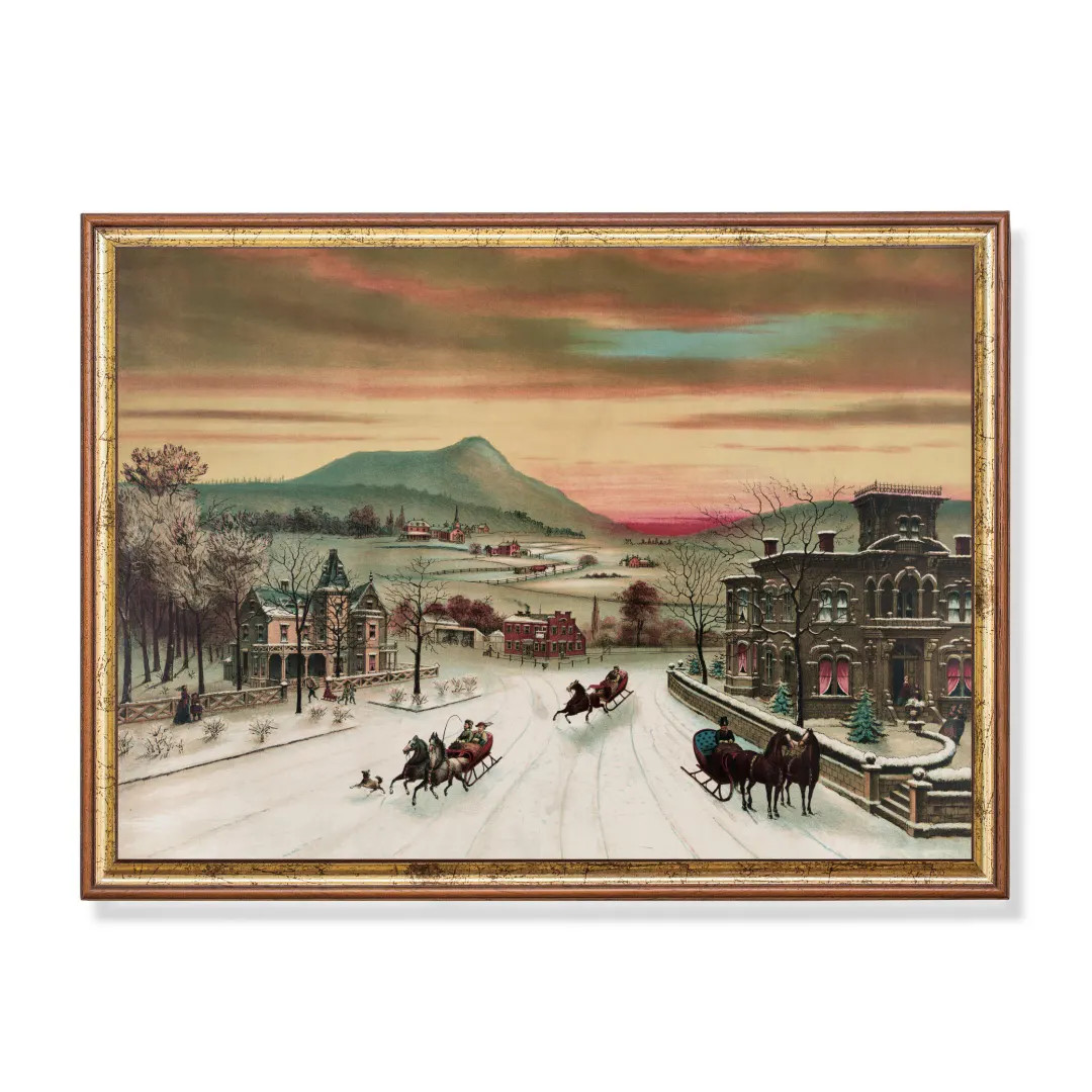 Sleigh Ride Winter Landscape Art Print: Vintage Christmas Scene - Etsy | Etsy (US)