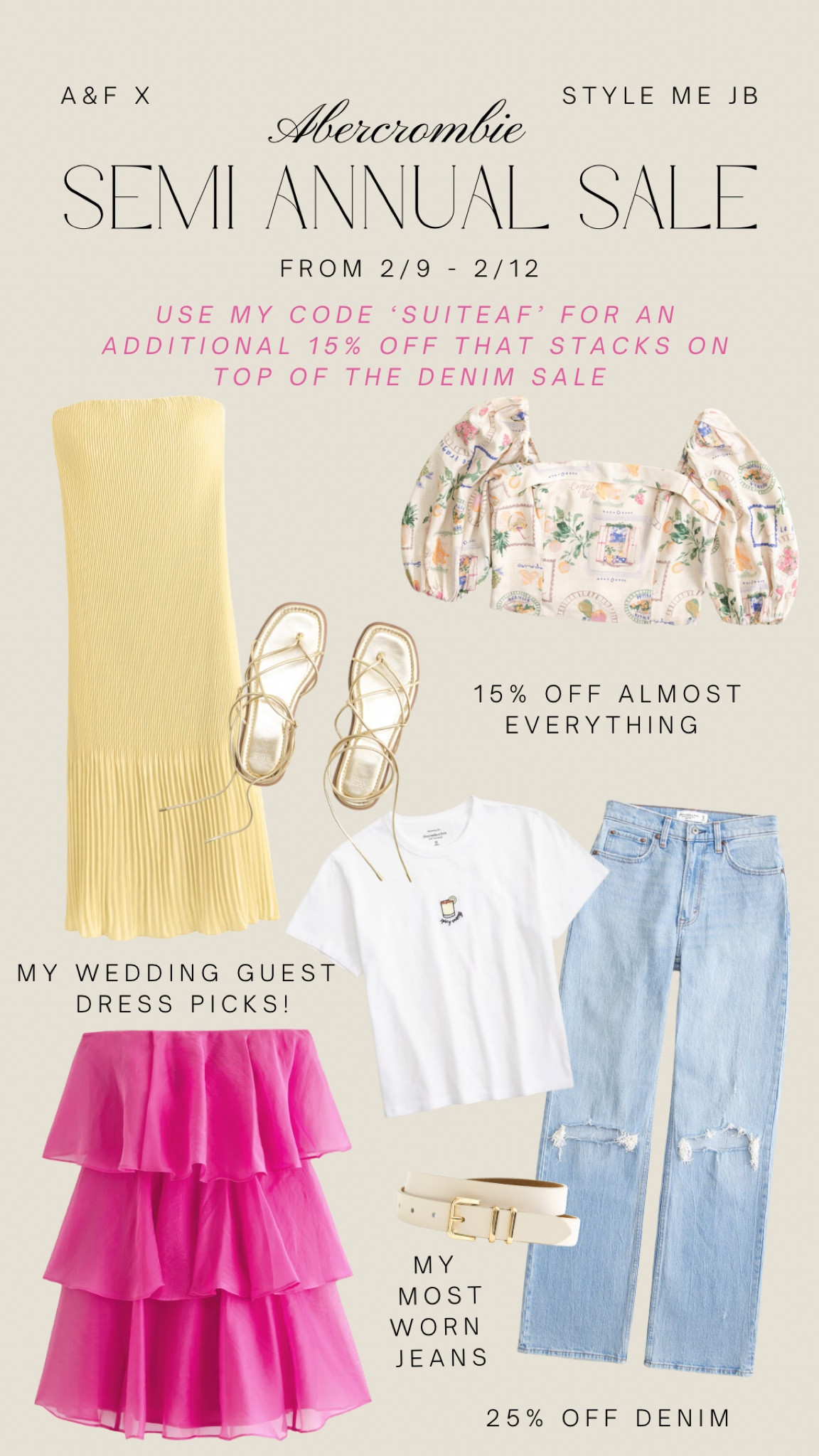 ABERCROMBIE’S SEMI ANNUAL SALE STARTS NOW UNTIL 2/12. 25% off denim + 15% off almost everything else. PLUS use my code ‘SUITEAF’ for an additional 15% off that stacks on top of the denim sale. So many cute spring arrivals to shop 💛🌸🦋

#LTKsalealert #LTKSpringSale #LTKMostLoved