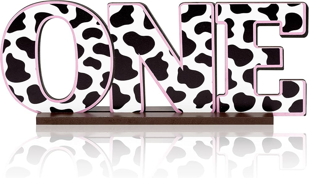 Cow Print One Letter Sign Table Wooden Centerpieces for Baby Shower Cow Print Farm Animal First ... | Amazon (US)