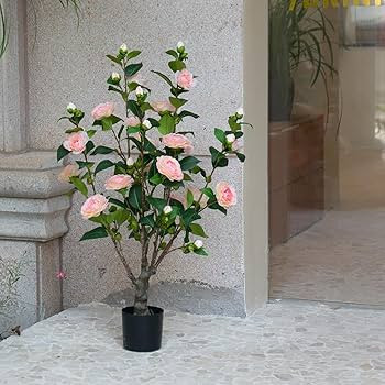 3FT (36") Simulated Artificial Camellia Artificial Plants Trimmed Shrubs Simulated Flowers Office... | Amazon (US)