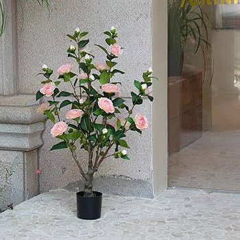 3FT (36") Simulated Artificial Camellia Artificial Plants Trimmed Shrubs Simulated Flowers Office... | Amazon (US)