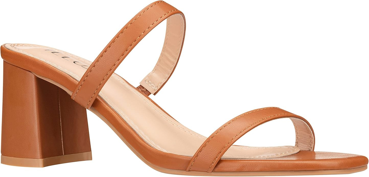 ILLUDE Women’s Block Heel Double Band Square Toe Heeled Sandal Slip On Mule - Lisa | Amazon (US)
