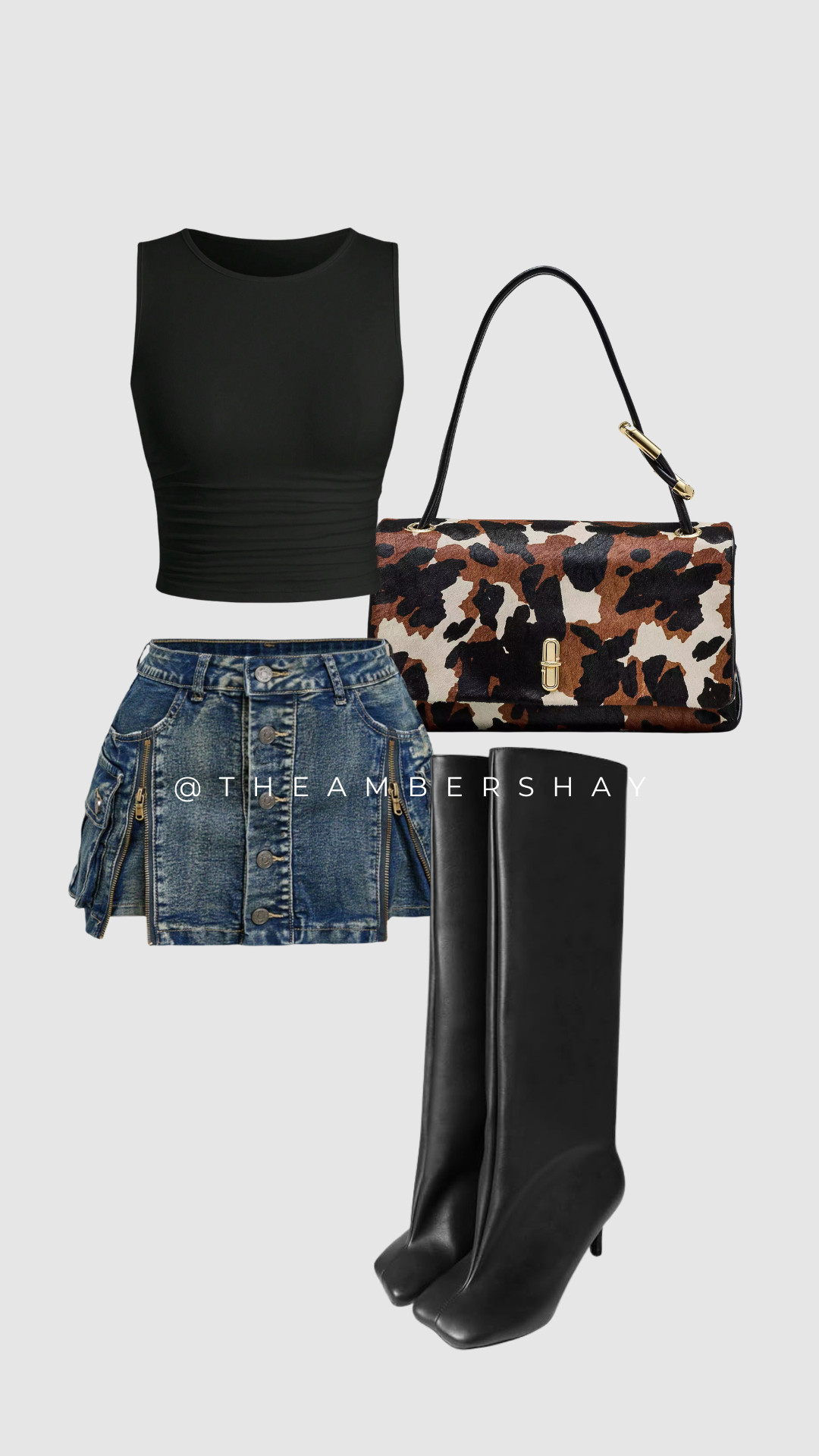 This casual chic fall outfit proves that simple pieces styled well always win. A sleek black crop top from SHEIN, denim mini skirt, and knee-high boots from Amazon come together for an effortless everyday fall outfit. Finished with a Marc Jacobs cow print purse for a subtle statement moment. Perfect if you love easy fall outfits for women that still feel put together.

#CasualFallOutfit #DenimMiniSkirt #SteveMaddenBoots #MarcJacobs #SHEINStyle #LTKFinds #FallOutfitsWomen #OOTDInspo 

 #LTKValentine #LTKootd #LTKSaleAlert