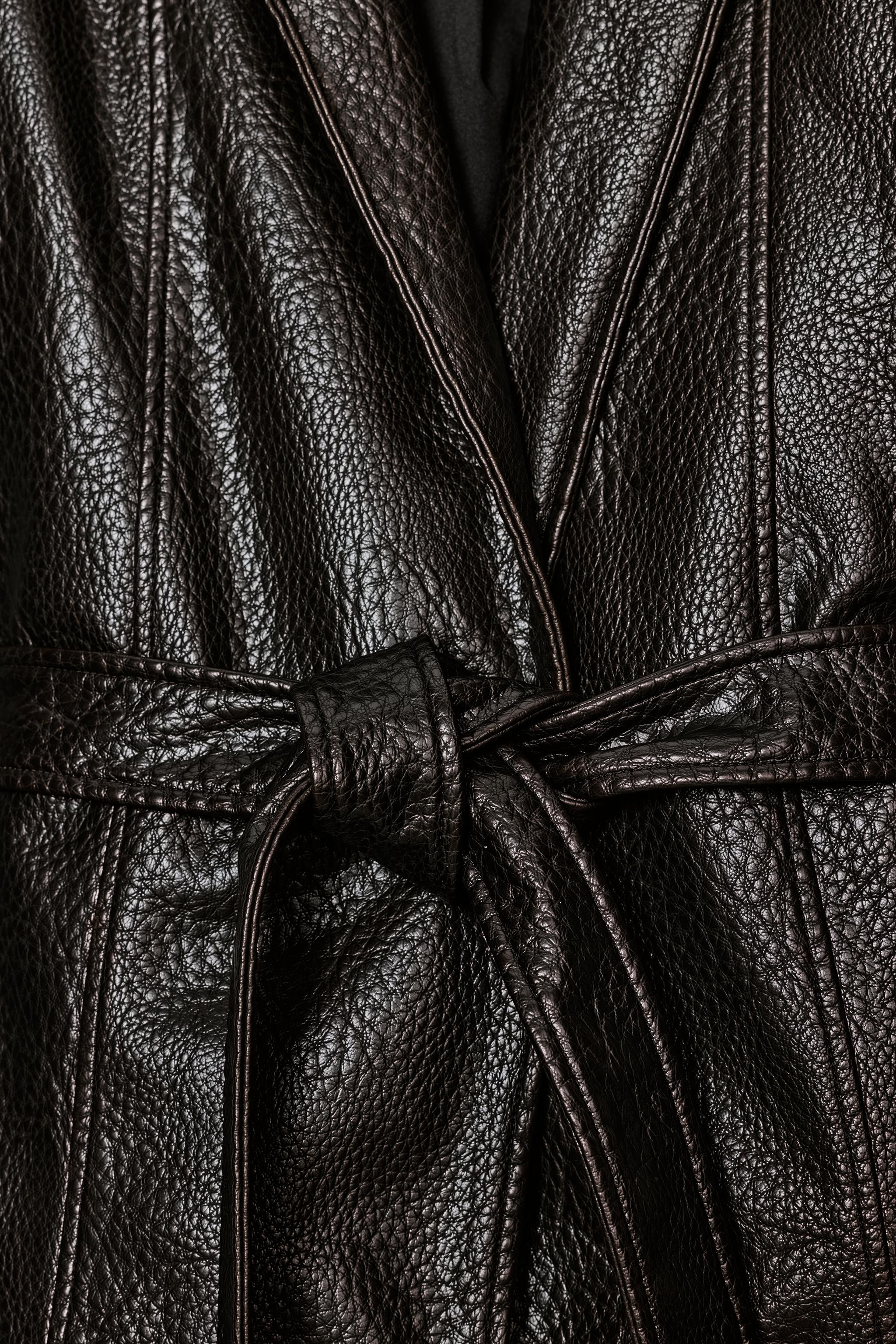 LEATHER EFFECT BELTED JACKET ZW COLLECTION | Zara UK