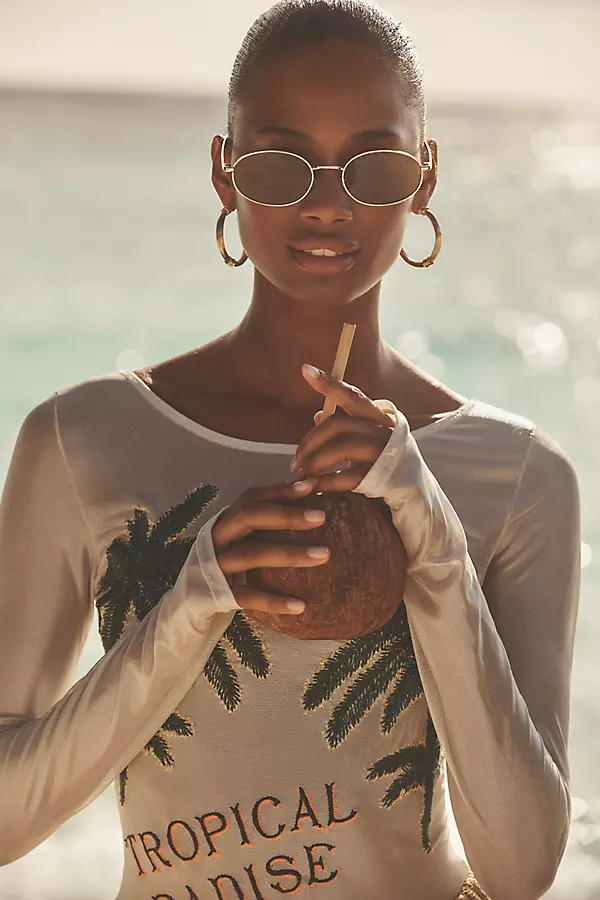 Maaji Tropical Paradise Sheer One-Piece Swimsuit | Anthropologie (US)