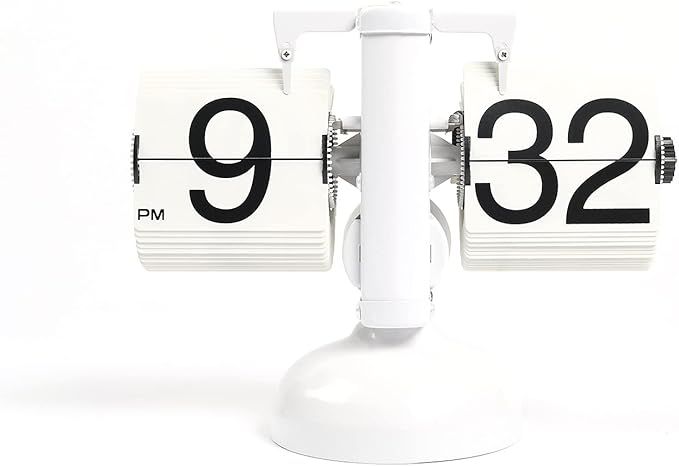 mooas Flip Desk Clock (White), Retro Vintage Design Auto Flip Clock Desk Clock Table Clock Large ... | Amazon (US)
