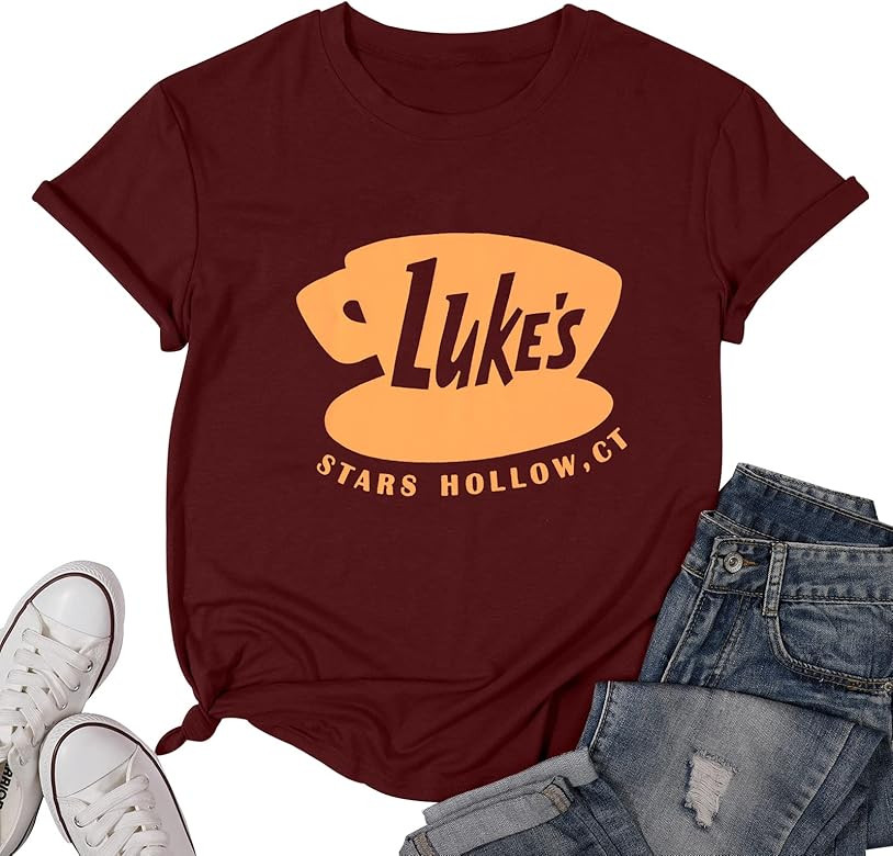 DUTUT Luke's Diner Shirt Women Gilmore Girls Vintage Luke's Coffee Logo Light Weight Crew T-Shirt... | Amazon (US)