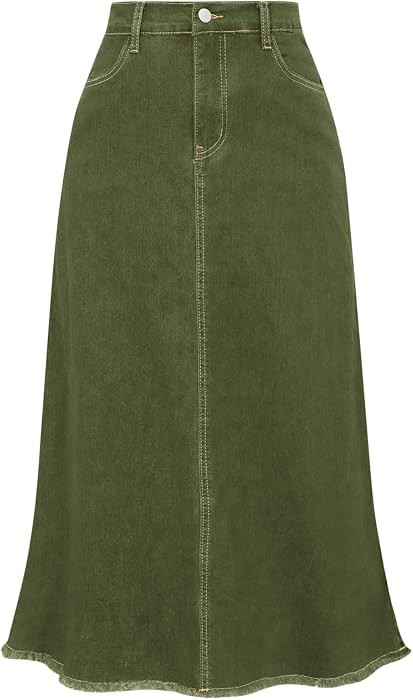 Belle Poque Long Frayed Skirt Jean Skirts for Women Denim | Amazon (US)