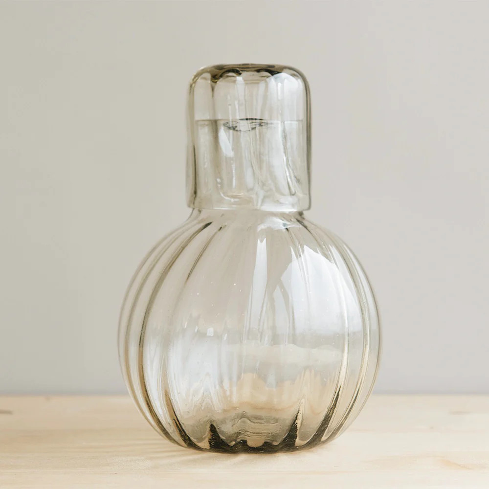 Recycled Glass Fluted Carafe Set | Roan Iris