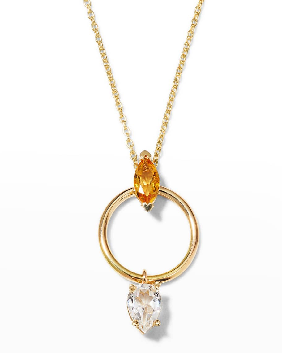 POPPY FINCH Circle Marquise Citrine and White Topaz Pendant Necklace | Neiman Marcus