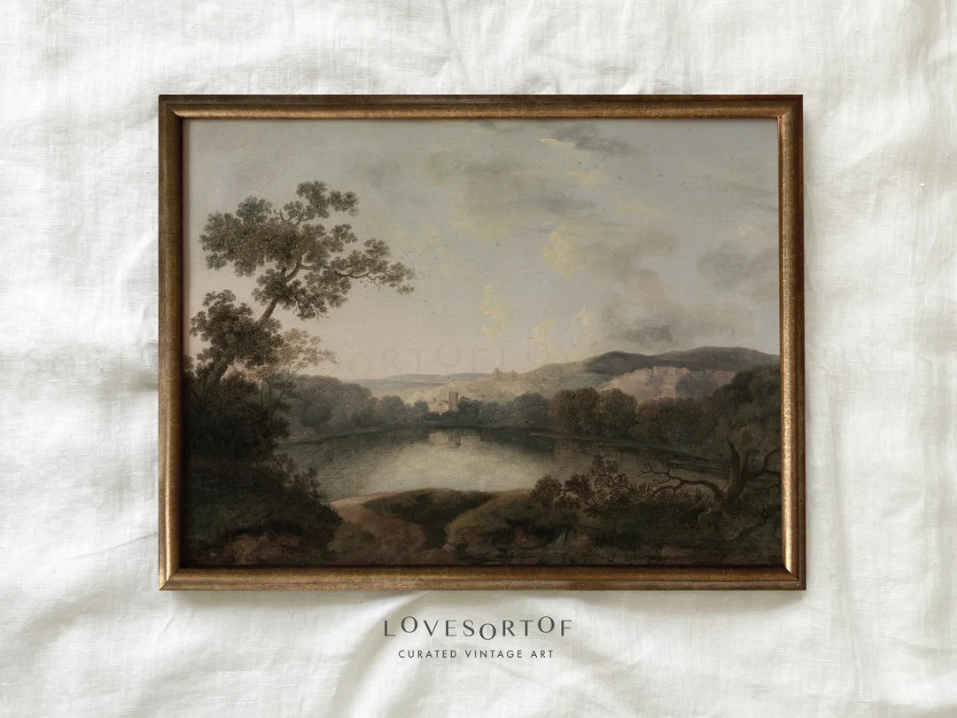 Hidden Lake Vintage Art Print Landscape Painting Bedroom Decor Moody Landscape Gallery Wall Art H... | Etsy (US)