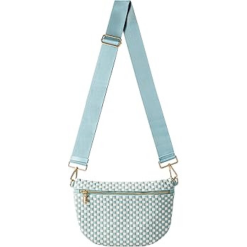 Woven Crossbody Bag for Women, Checkered PU Bum Bag Sling Purse with Adjustable Strap for Travel,... | Amazon (US)